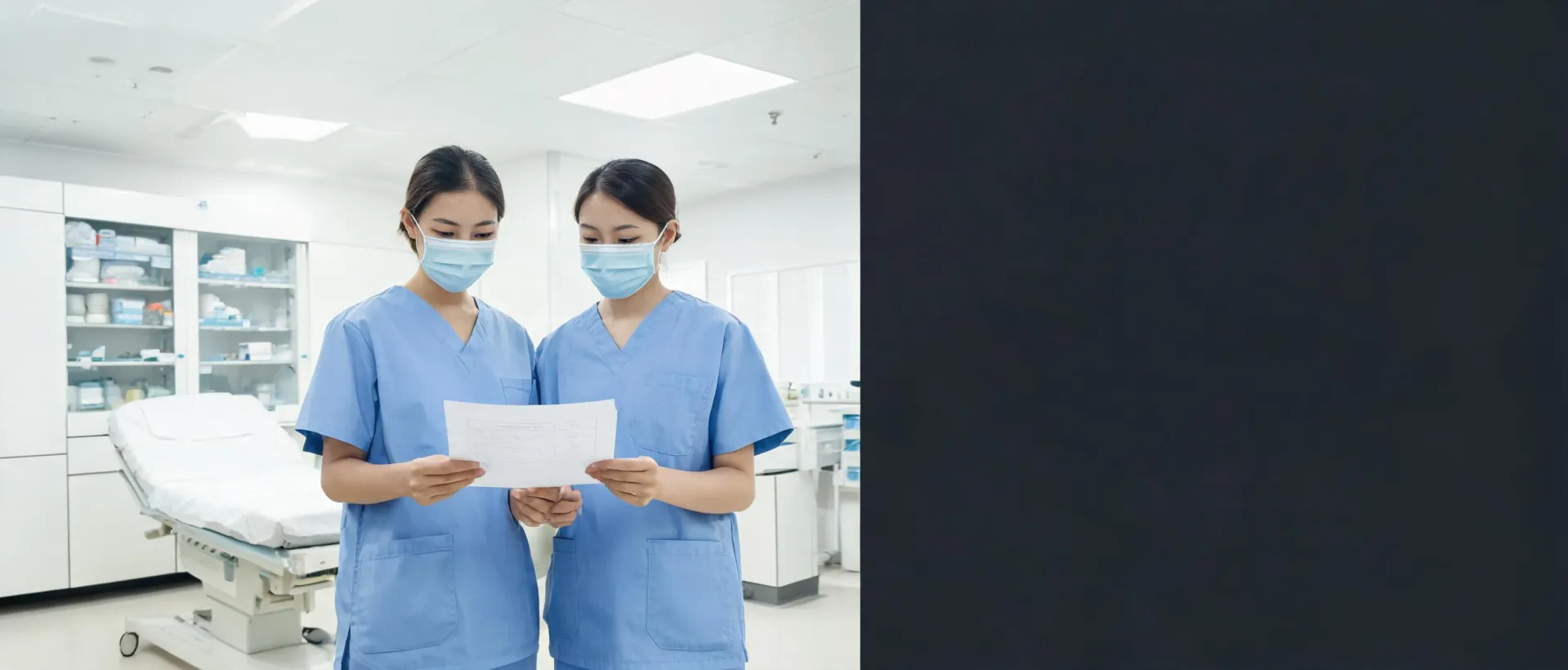 Clinicians reviewing a care handoff document